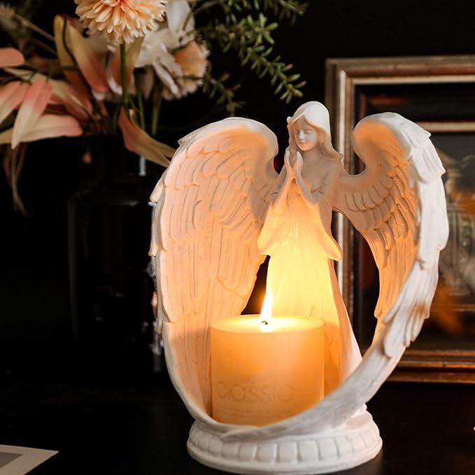Elegant Angel Candle Holder – Resin Angel Statue with Candle for Home Decor and Spiritual Ambiance💋
